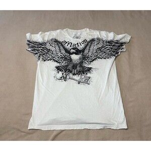 Vintage Y2K Affliction Hawk White T-Shirt Size L